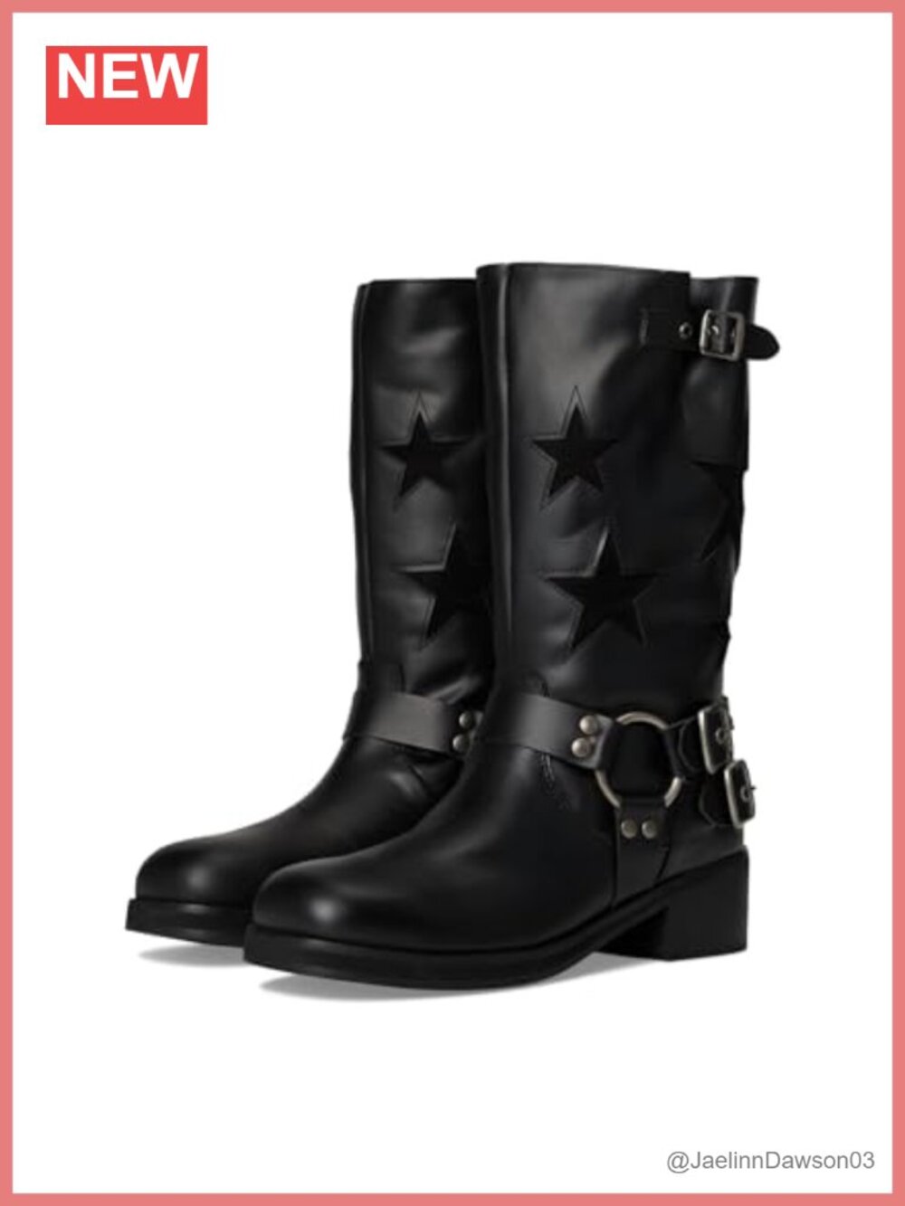 Dingo Women's Tooled Leather Motorcycle Boots Mid Calf Block Heel Pull On